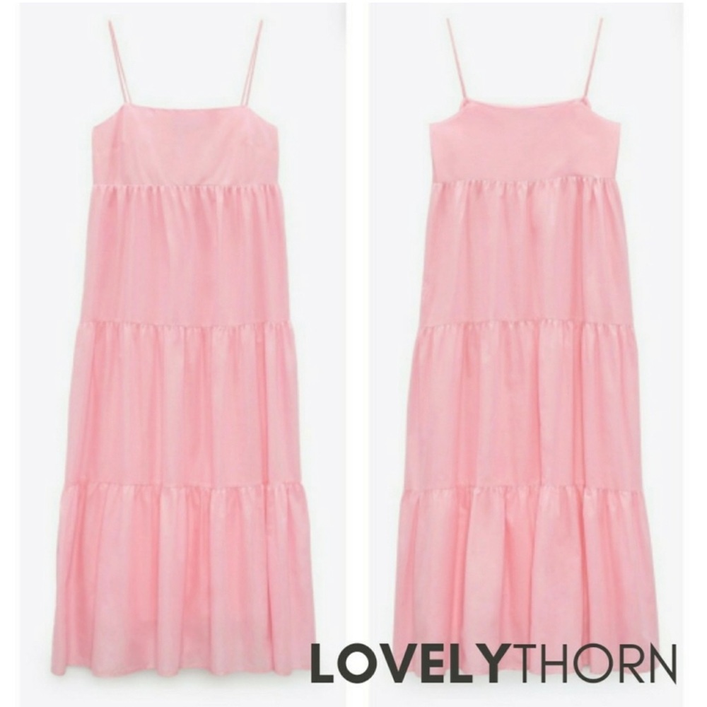 Zara Pink Tiered Maxi Dress
